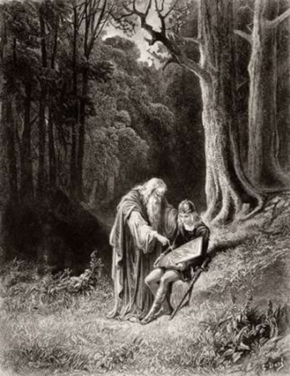 Merlin Paints The Young Knights Shield Poster Print by Gustave Dore - Item # VARPDX277423